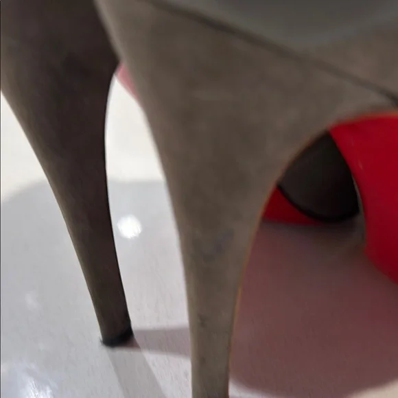 Christian Louboutin Gray Heeled Boots with Strappy Design